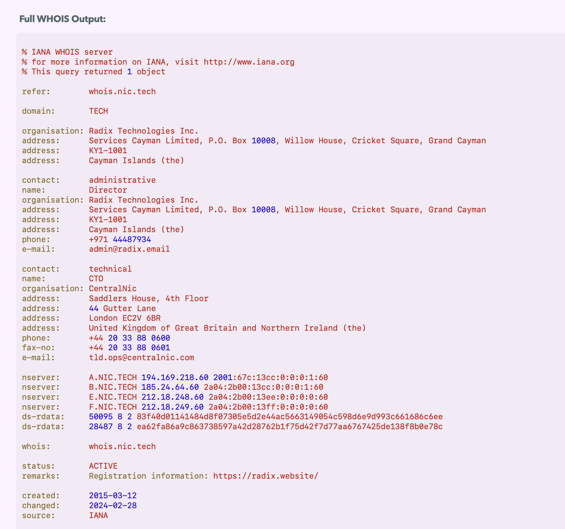 WHOIS Info
